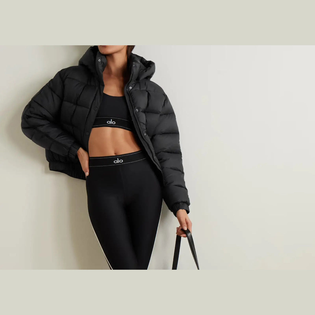 Alo Yoga Aspen Love Hooded Quilted Padded Ripstop Jacket Black
