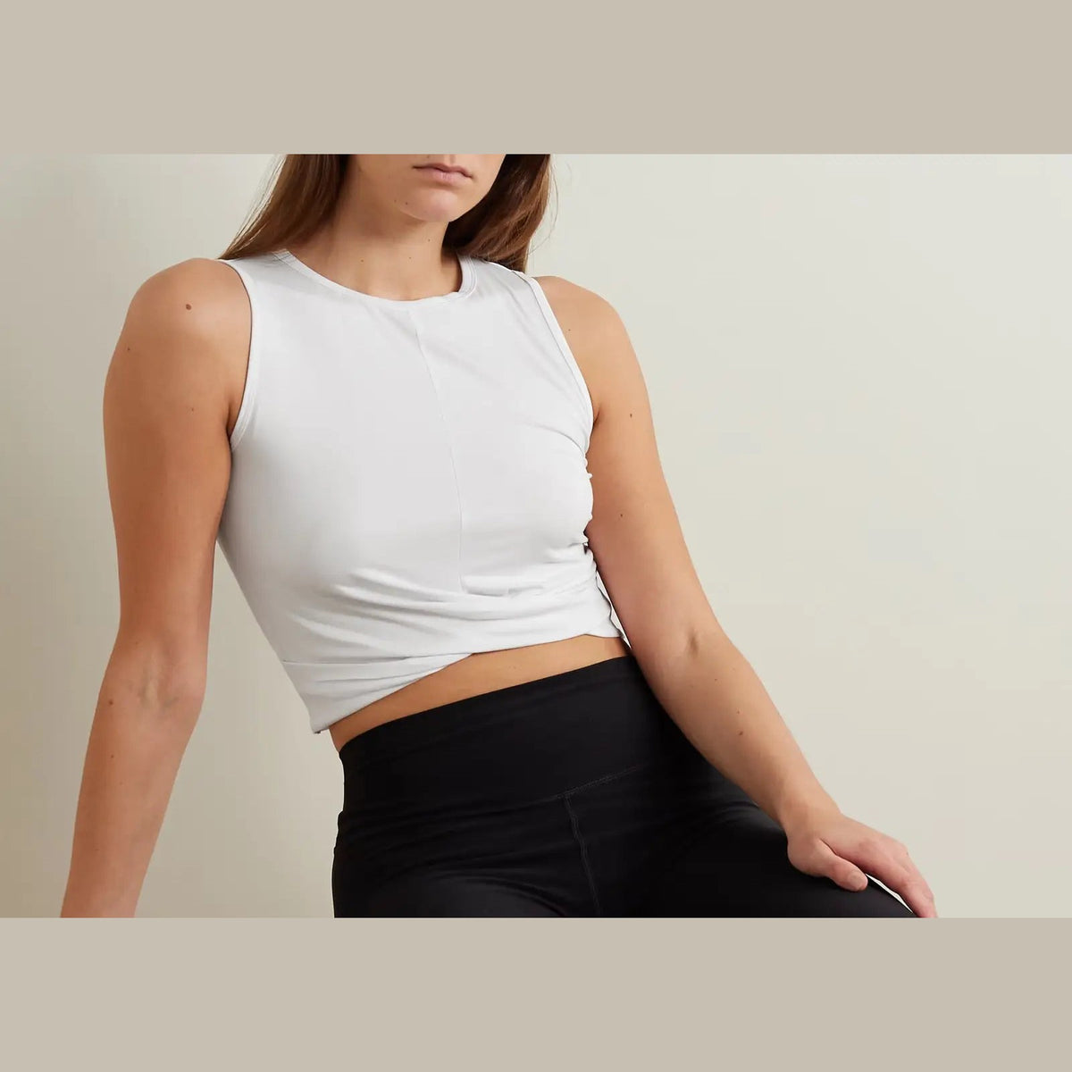 Alo Yoga Cover Cropped Draped Jersey Tank White