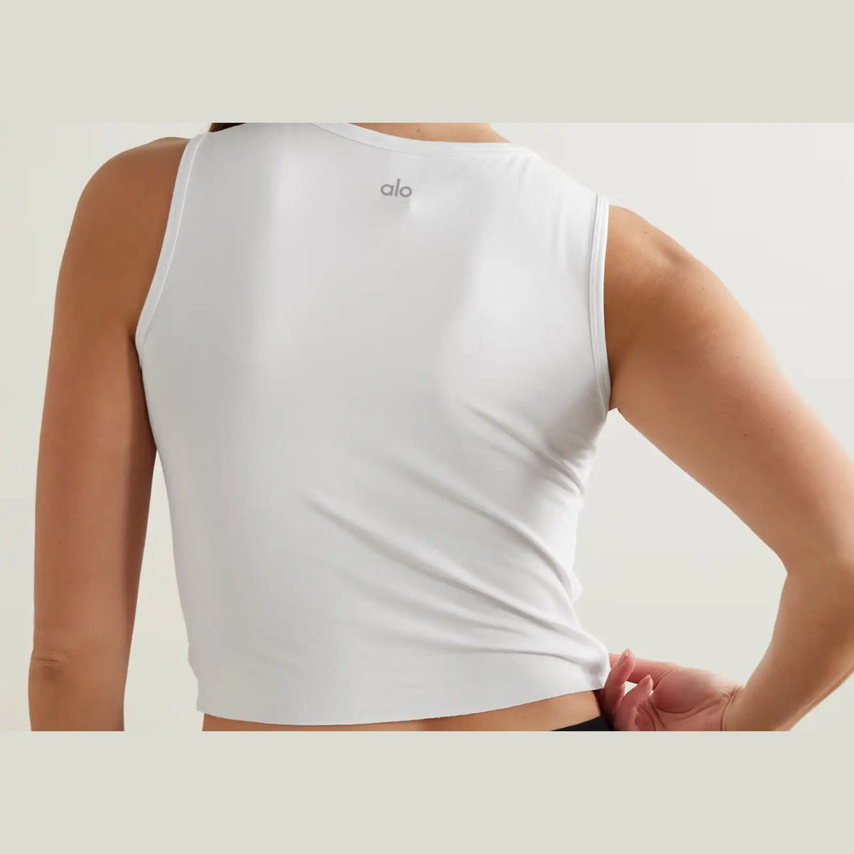 Alo Yoga Cover Cropped Draped Jersey Tank White