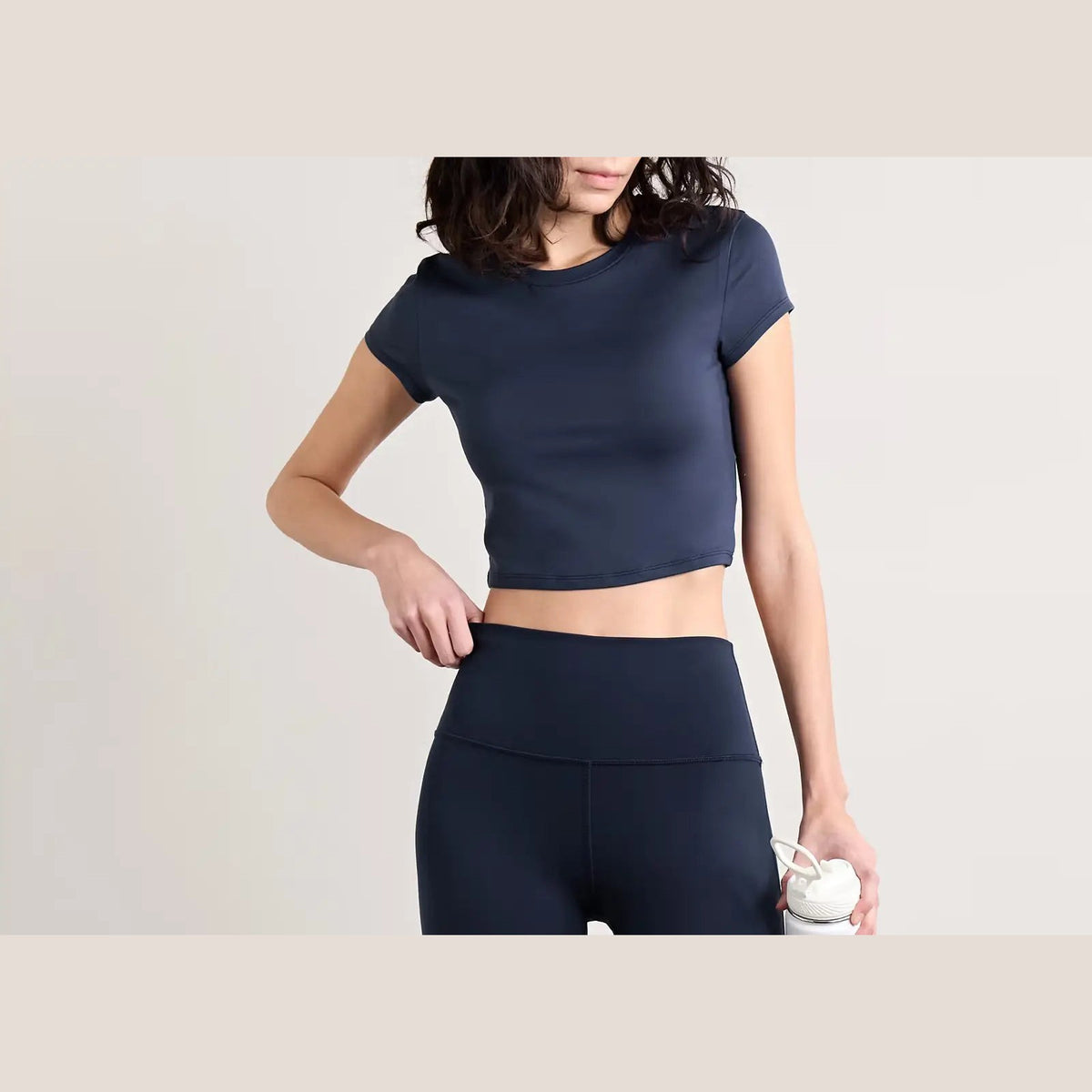 Alo Yoga Finesse Cropped Alosoft Jersey Top Navy