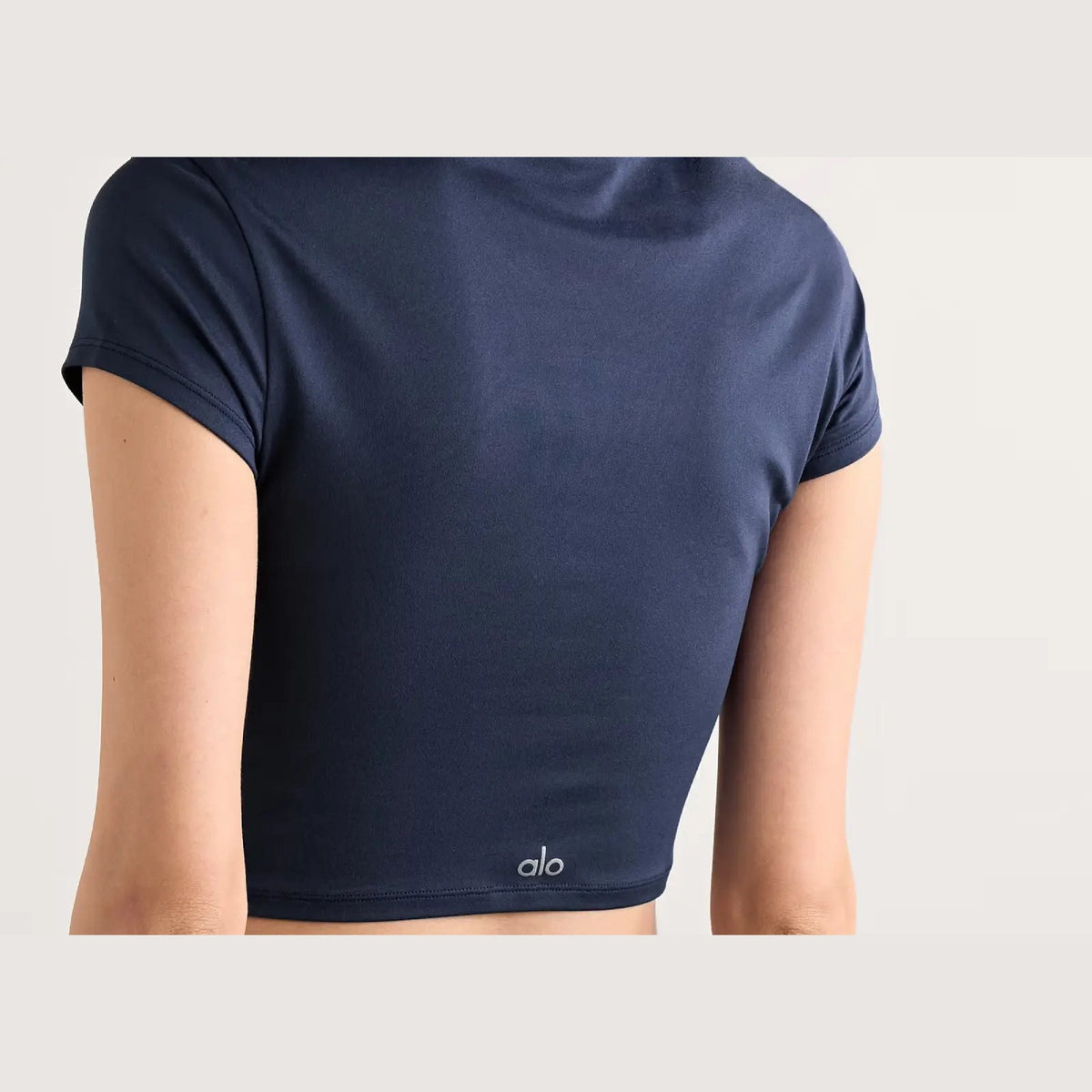 Alo Yoga Finesse Cropped Alosoft Jersey Top Navy