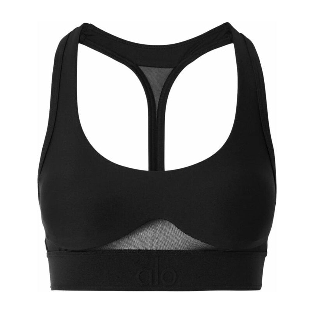 Alo Yoga Rebel Mesh‑Trimmed Airlift Sports Bra Black