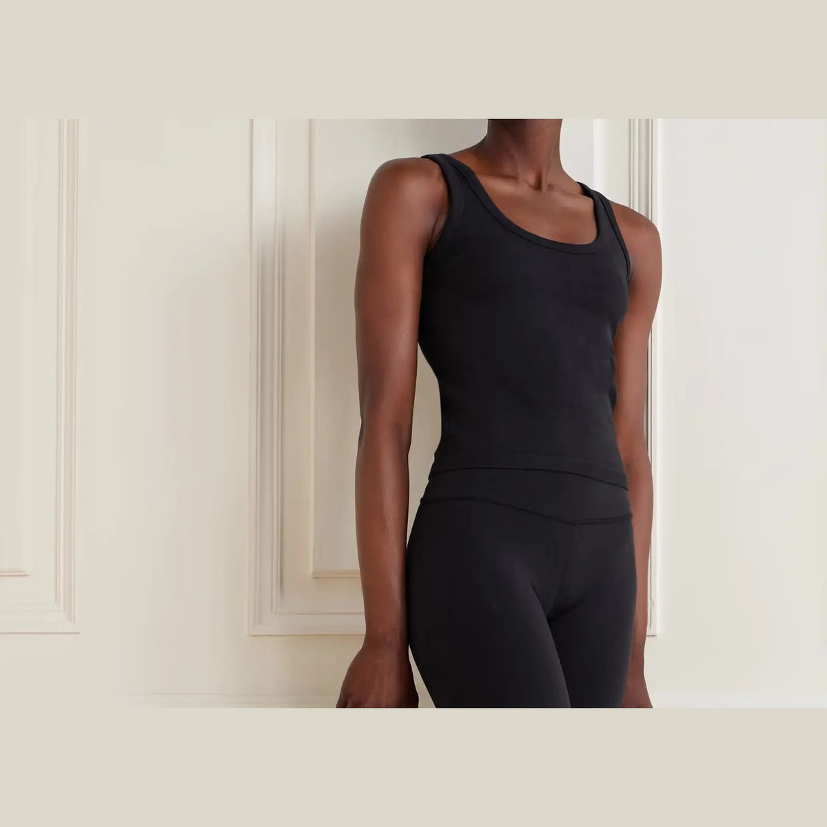 Alo Yoga Seamless Cotton-Blend Tank Top Black