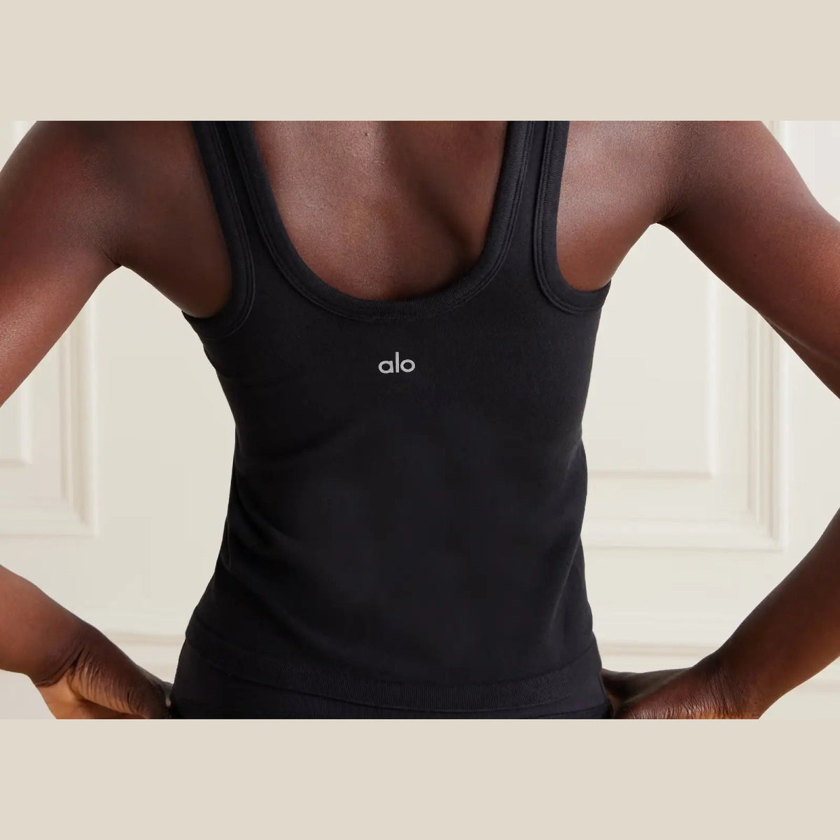 Alo Yoga Seamless Cotton-Blend Tank Top Black