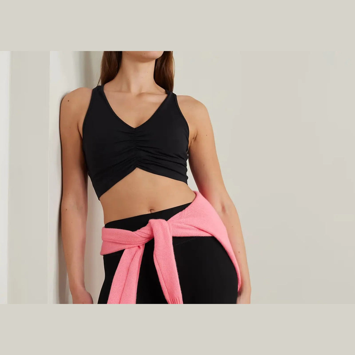 Alo Yoga Wild Thing Ruched Airbrush Sports Bra Black
