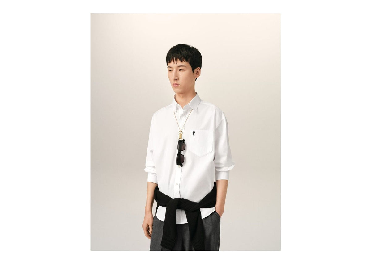 Ami Paris Ami De Coeur Boxy Cotton Shirt White