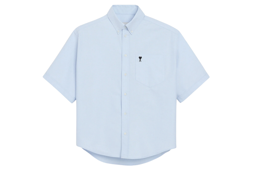 Ami Paris Ami De Coeur Boxy Embroidered Shirt Sky Blue