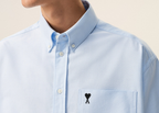 Ami Paris Ami De Coeur Boxy Embroidered Shirt Sky Blue