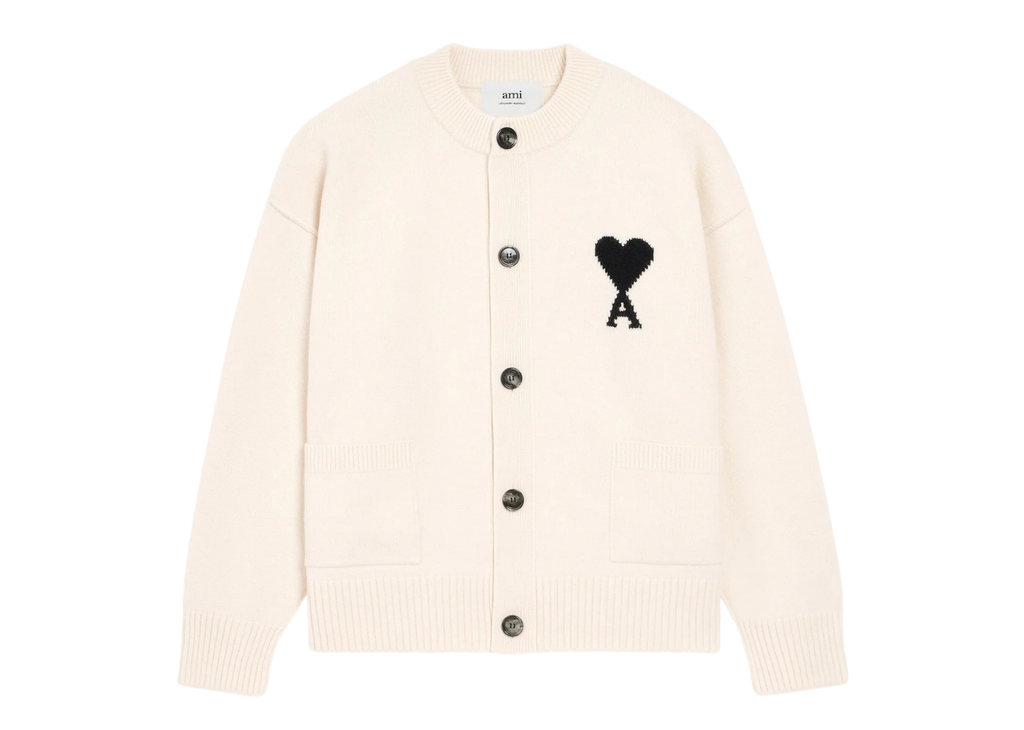 Ami Paris Ami De Coeur Cardigan White