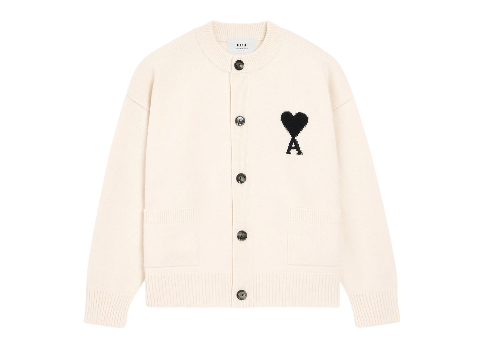 Ami Paris Ami De Coeur Cardigan White