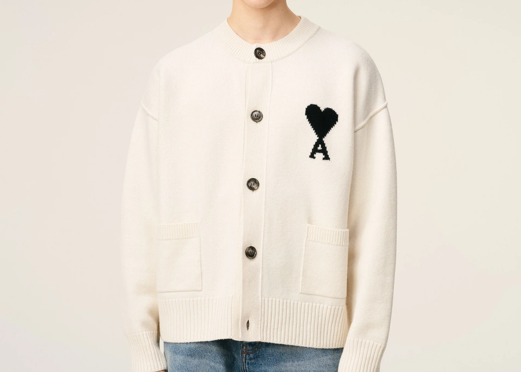 Ami Paris Ami De Coeur Cardigan White