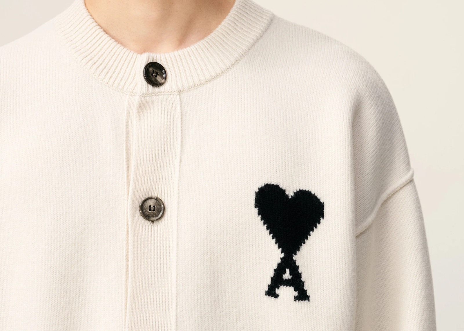 Ami Paris Ami De Coeur Cardigan White