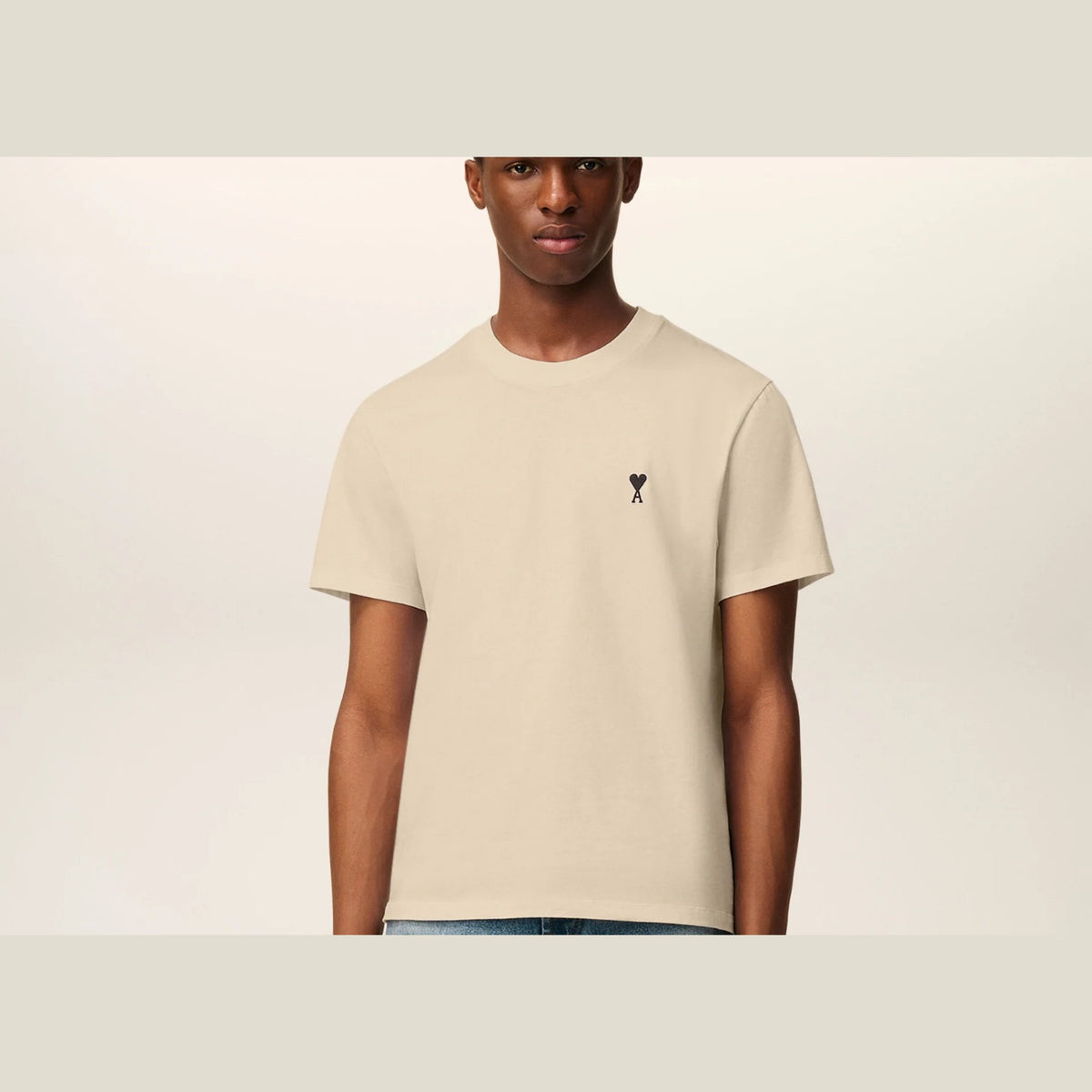 Ami Paris Ami De Coeur Classic Fit T-Shirt Beige
