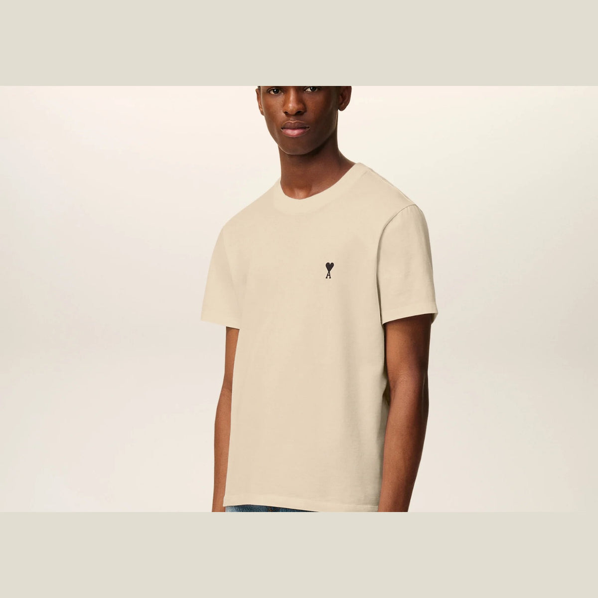 Ami Paris Ami De Coeur Classic Fit T-Shirt Beige
