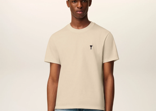 Ami Paris Ami De Coeur Classic Fit T-Shirt Beige