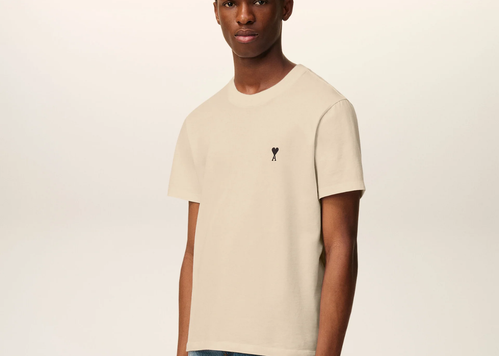 Ami Paris Ami De Coeur Classic Fit T-Shirt Beige