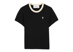 Ami Paris Ami De Coeur Contrasted Cotton T-Shirt Black/Ivory (W)