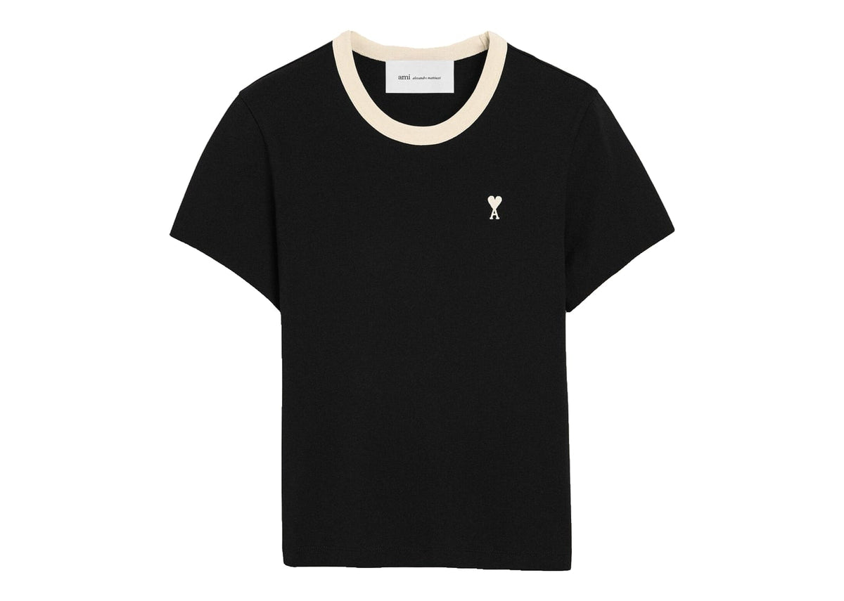 Ami Paris Ami De Coeur Contrasted Cotton T-Shirt Black/Ivory (W)
