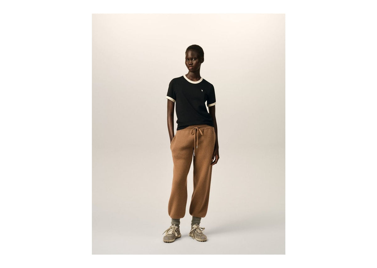 Ami Paris Ami De Coeur Contrasted Cotton T-Shirt Black/Ivory (W)