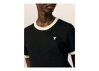 Ami Paris Ami De Coeur Contrasted Cotton T-Shirt Black/Ivory (W)