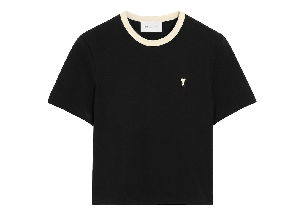 Ami Paris Ami De Coeur Contrasted Cotton T-Shirt Black/Ivory
