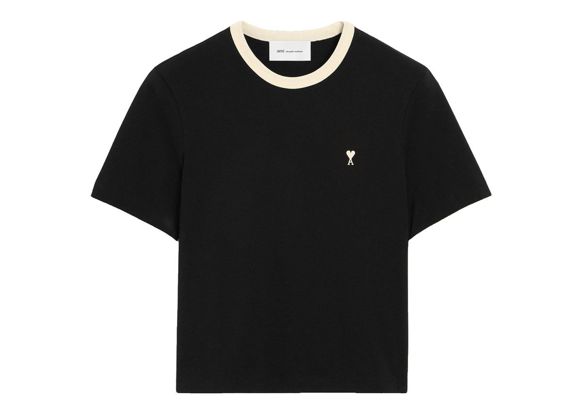 Ami Paris Ami De Coeur Contrasted Cotton T-Shirt Black/Ivory