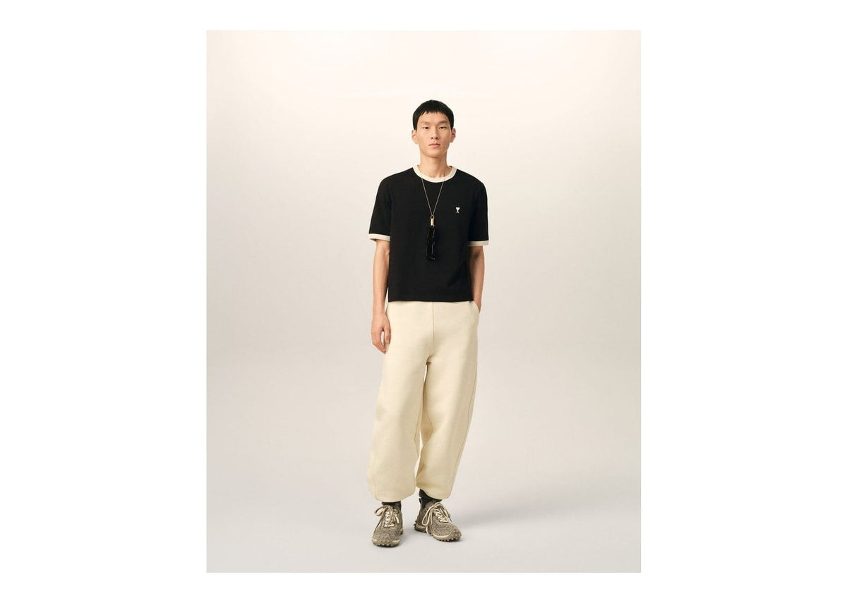 Ami Paris Ami De Coeur Contrasted Cotton T-Shirt Black/Ivory