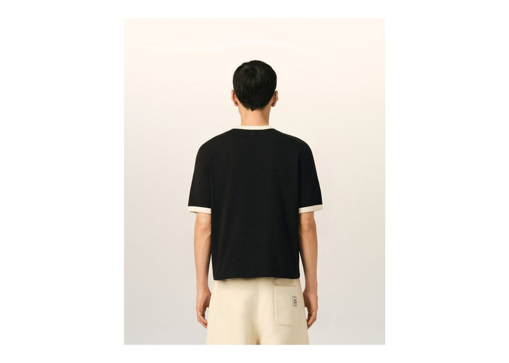 Ami Paris Ami De Coeur Contrasted Cotton T-Shirt Black/Ivory