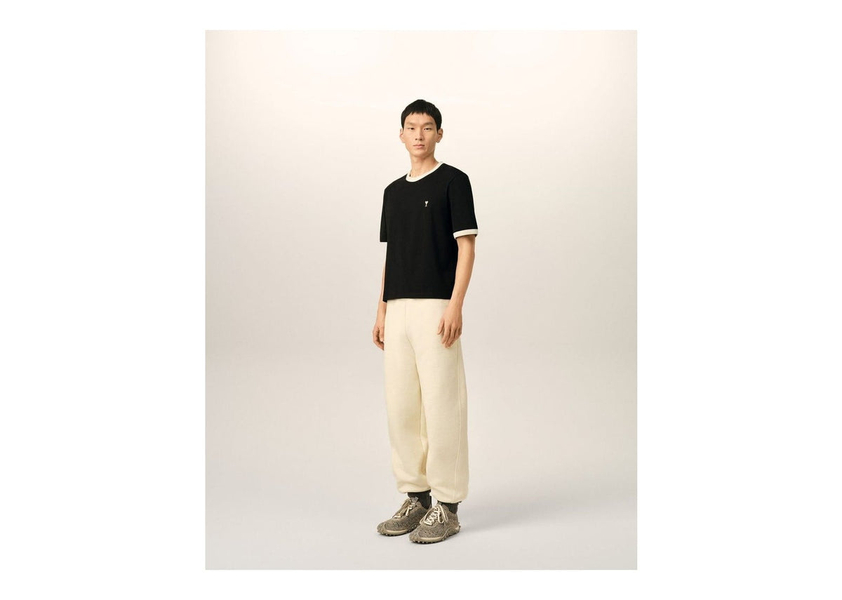 Ami Paris Ami De Coeur Contrasted Cotton T-Shirt Black/Ivory
