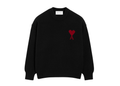 Ami Paris Ami De Coeur Contrasted Crewneck Merino Wool Sweater Black Red