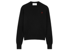 Ami Paris Ami De Coeur Contrasted Crewneck Wool Sweater Black