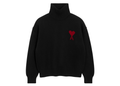 Ami Paris Ami De Coeur Contrasted Funnel Neck Merino Wool Sweater Black