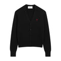 Ami Paris Ami De Coeur Contrasted Merino Wool Cardigan Black
