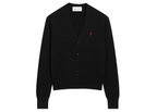 Ami Paris Ami De Coeur Contrasted Merino Wool Cardigan Black