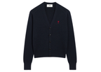 Ami Paris Ami De Coeur Contrasted Merino Wool Cardigan Blue