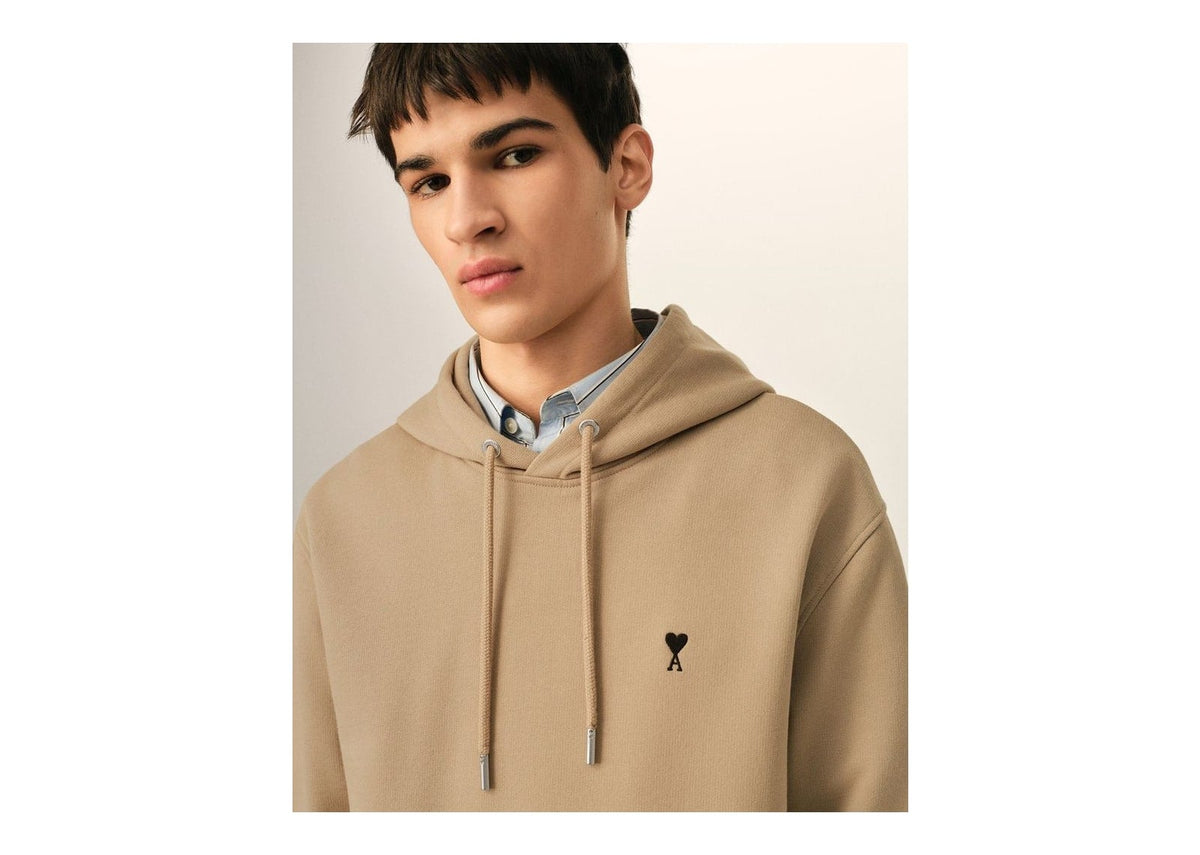Ami Paris Ami De Coeur Cotton Hoodie Mastic Beige/Black