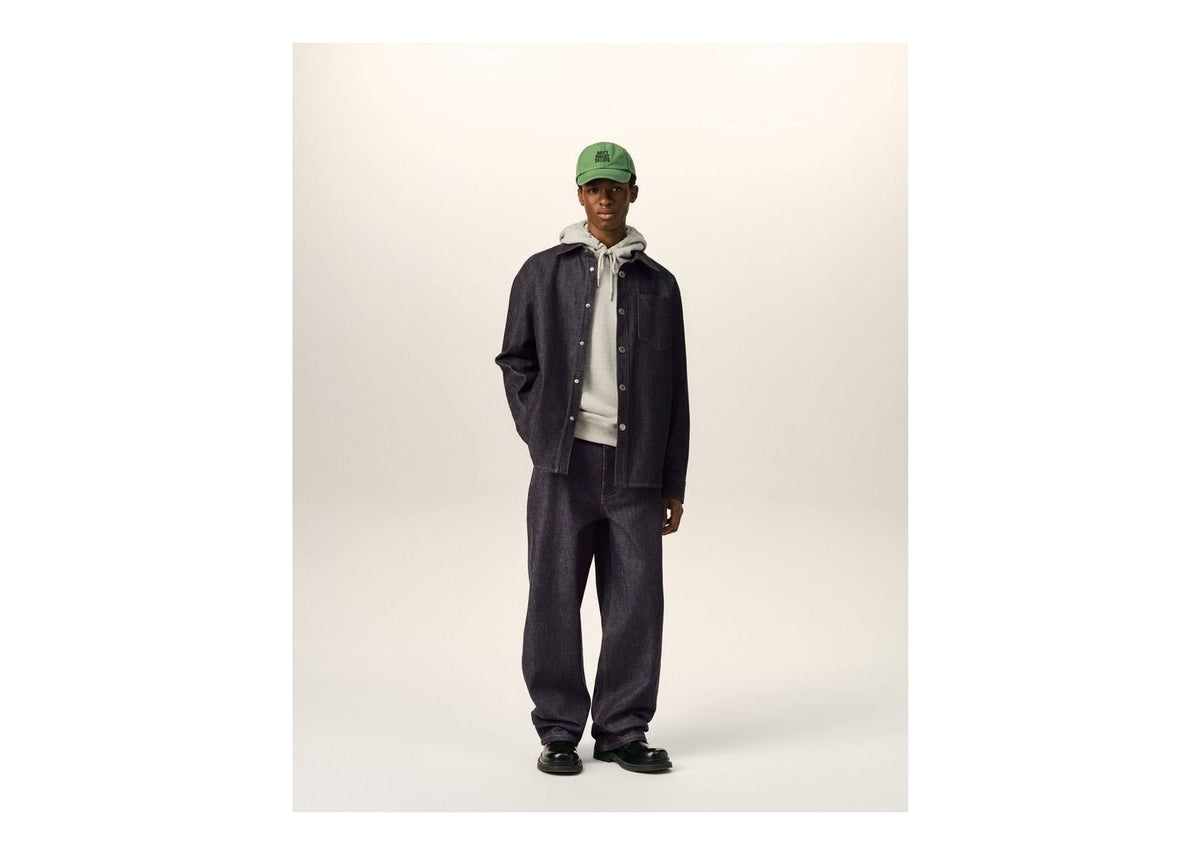 Ami Paris Ami De Coeur Cotton Overshirt Indigo