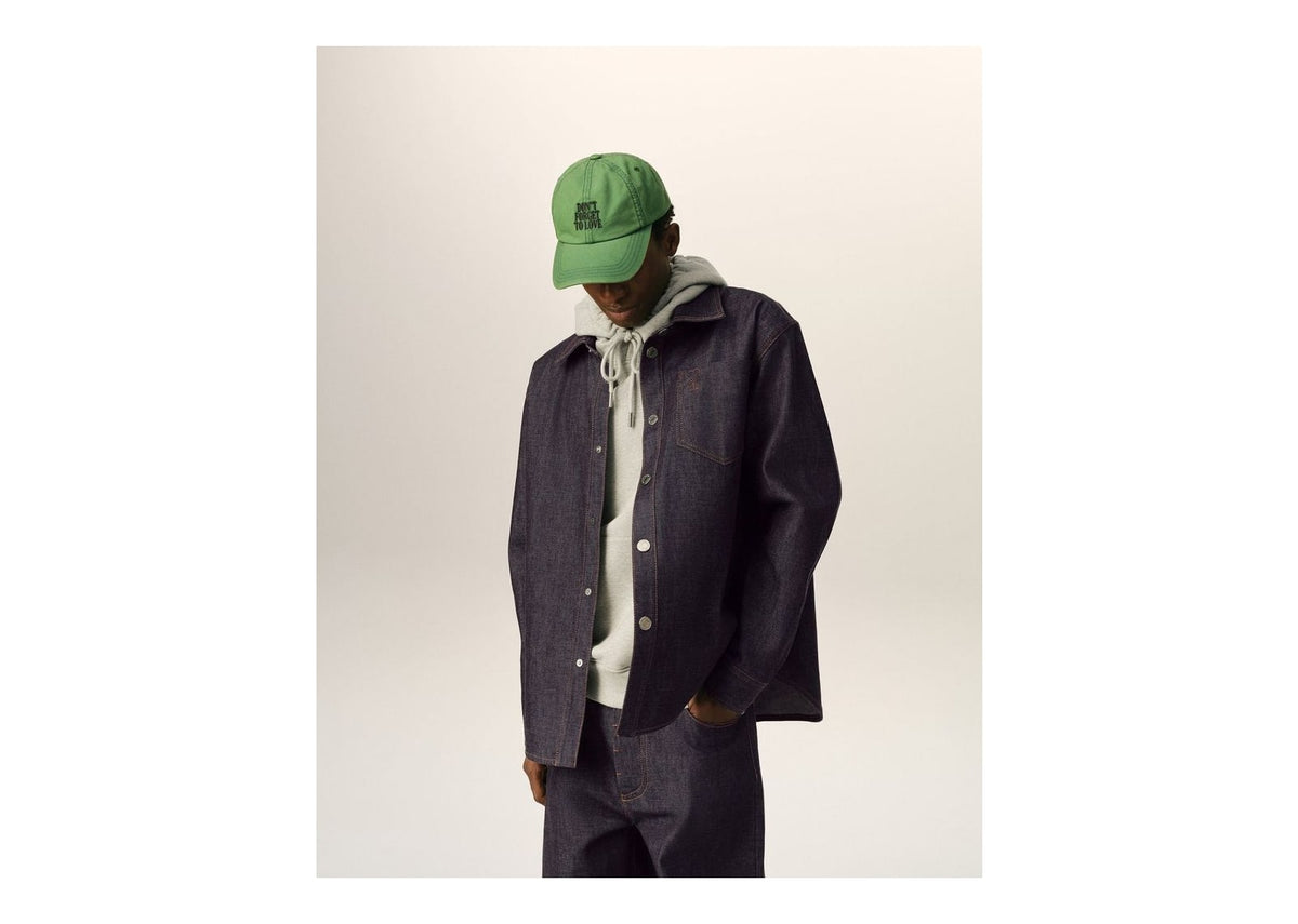 Ami Paris Ami De Coeur Cotton Overshirt Indigo