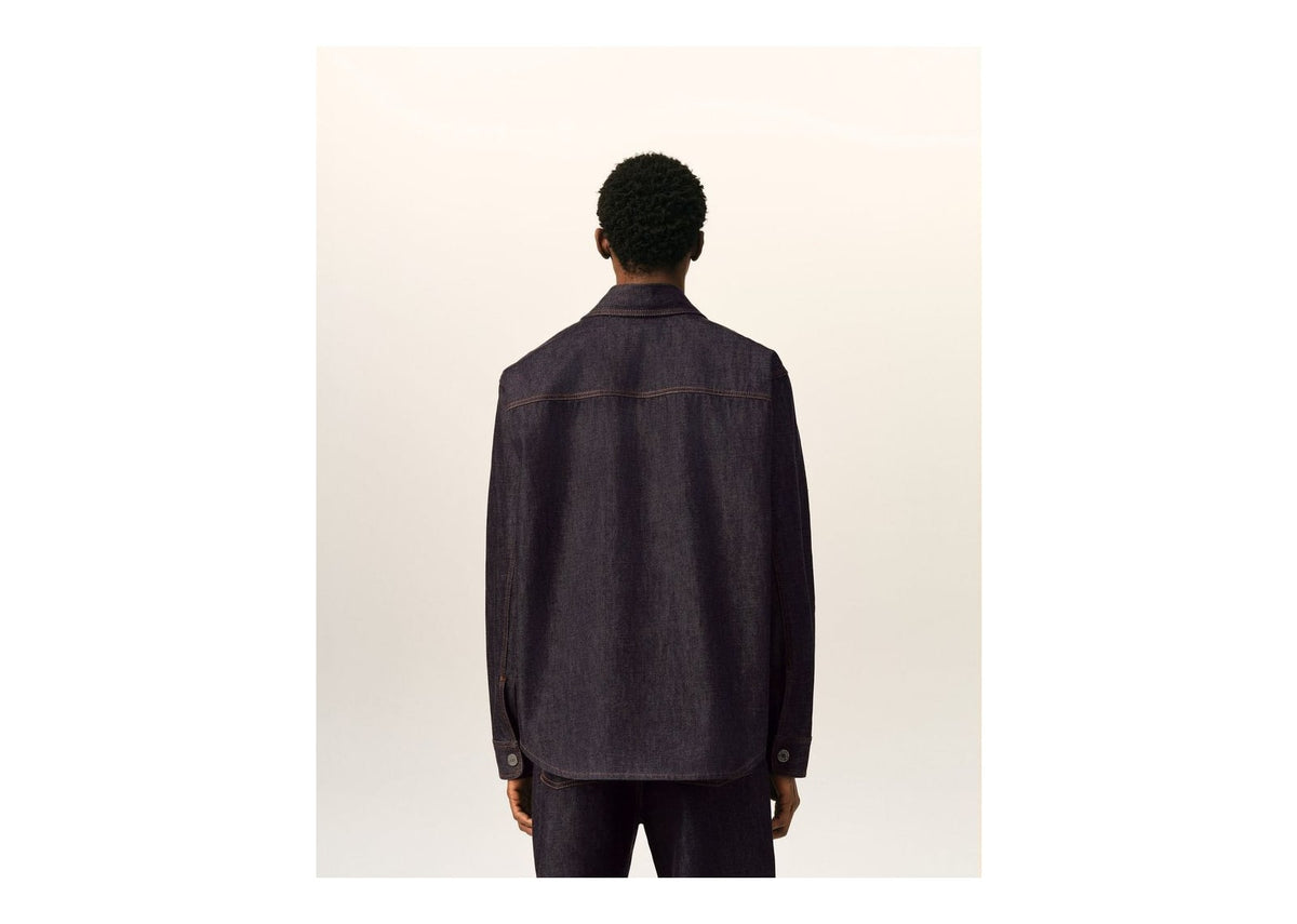Ami Paris Ami De Coeur Cotton Overshirt Indigo