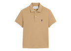 Ami Paris Ami De Coeur Cotton Polo Mastic Beige/Black (W)