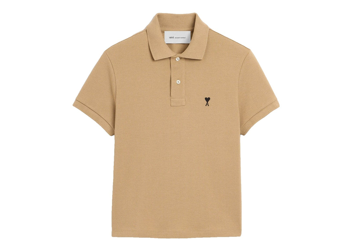 Ami Paris Ami De Coeur Cotton Polo Mastic Beige/Black (W)