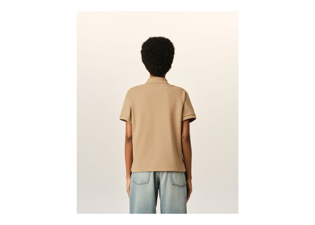 Ami Paris Ami De Coeur Cotton Polo Mastic Beige/Black (W)