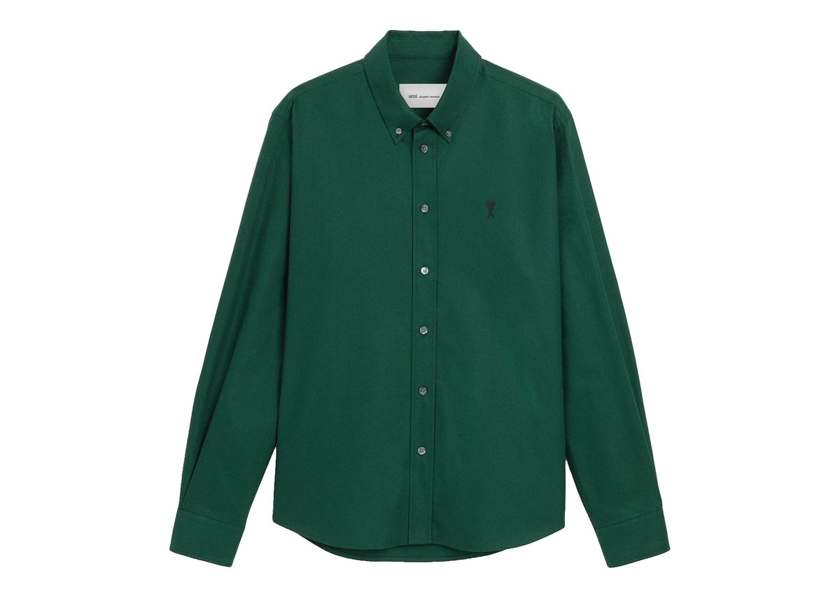 Ami Paris Ami De Coeur Cotton Shirt Bottle Green
