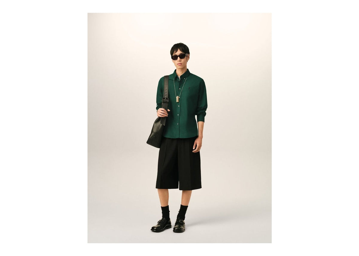 Ami Paris Ami De Coeur Cotton Shirt Bottle Green