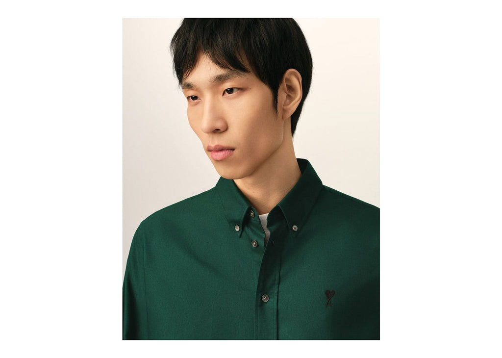 Ami Paris Ami De Coeur Cotton Shirt Bottle Green