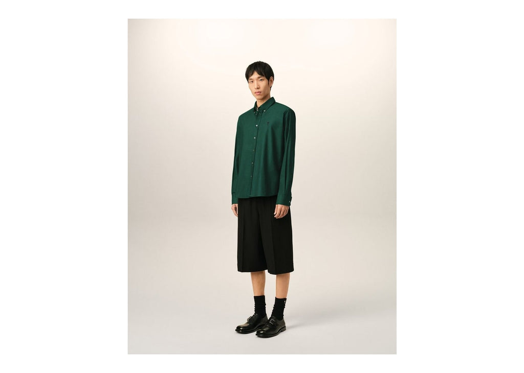 Ami Paris Ami De Coeur Cotton Shirt Bottle Green