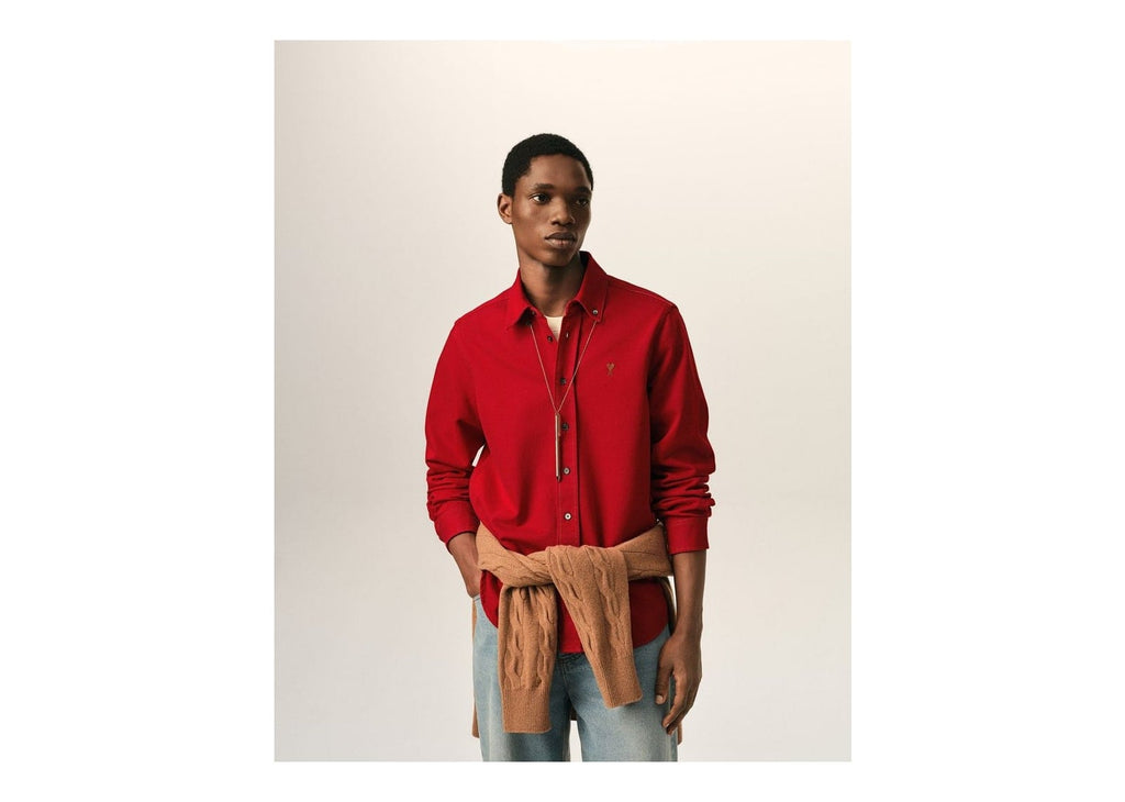 Ami Paris Ami De Coeur Cotton Shirt Ruby Red