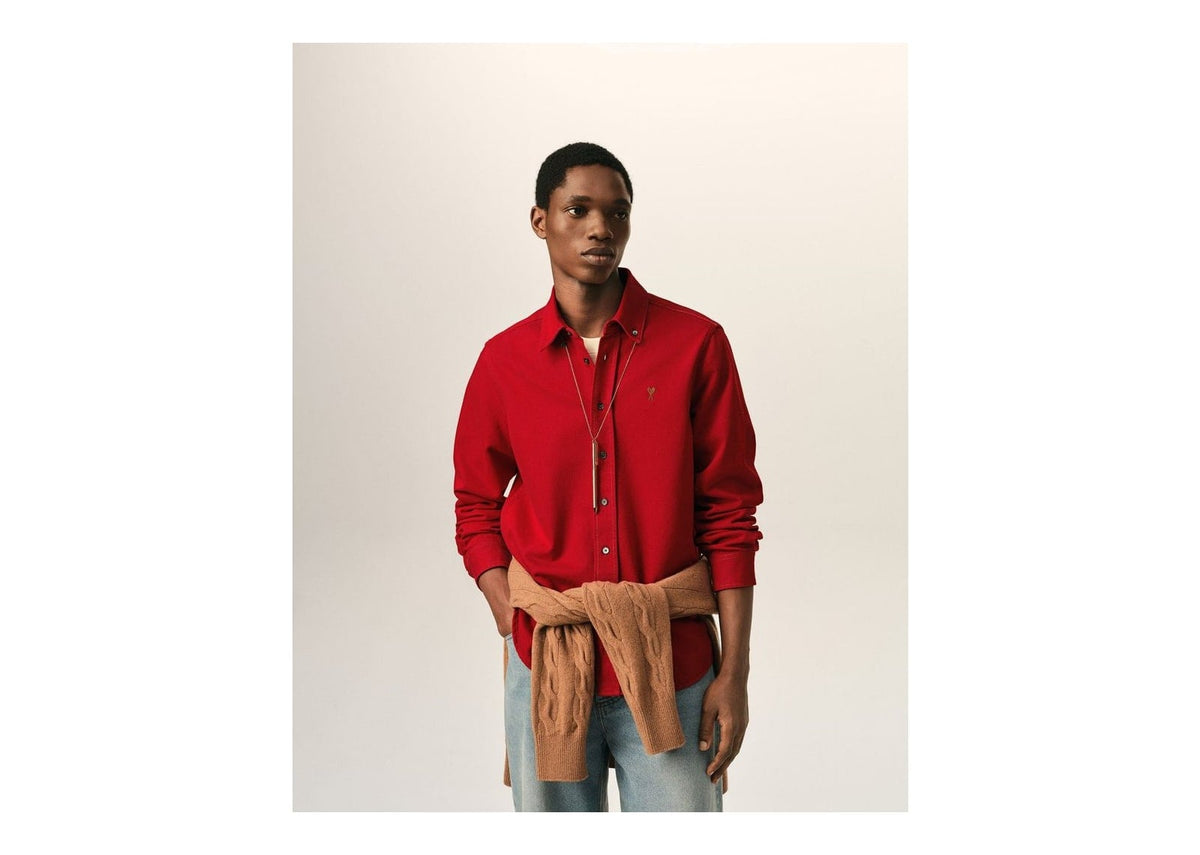 Ami Paris Ami De Coeur Cotton Shirt Ruby Red