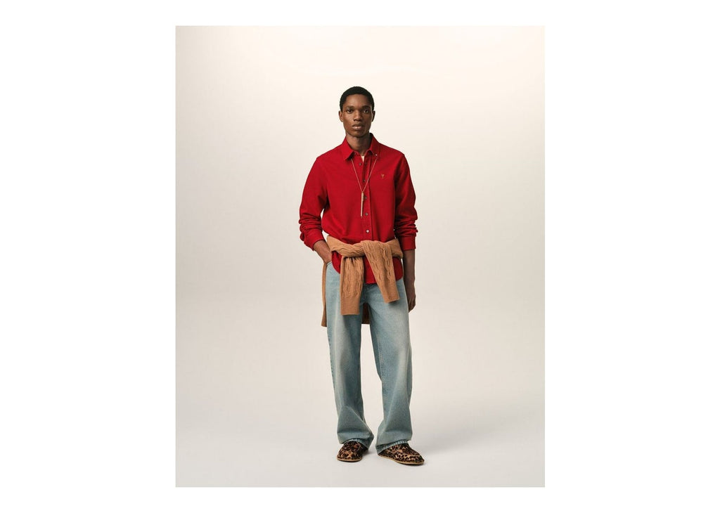 Ami Paris Ami De Coeur Cotton Shirt Ruby Red