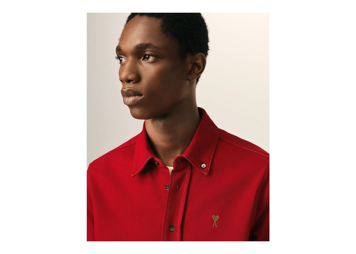 Ami Paris Ami De Coeur Cotton Shirt Ruby Red